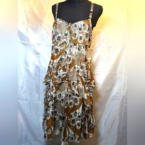 Vero Moda Brown and grey abstract Peacock polyester chiffon dress